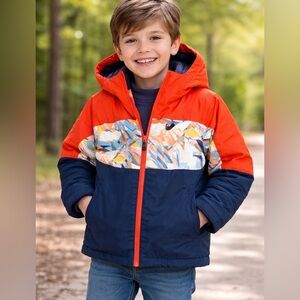 Swiss Tech Kids Colorful Hooded Jacket - Orange and Blue